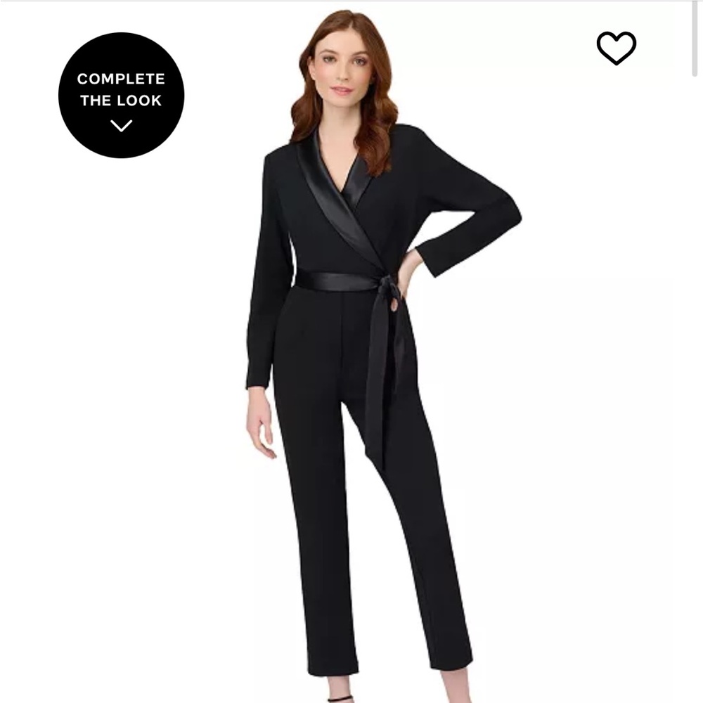 Adrianna Papell Black Tuxedo Jumpsuit - Size 0